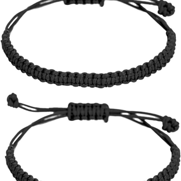 2PCS String Bracelets for Women Men Handmade Red Black Buddhist Tibetan Woven Ro - Picture 1 of 6